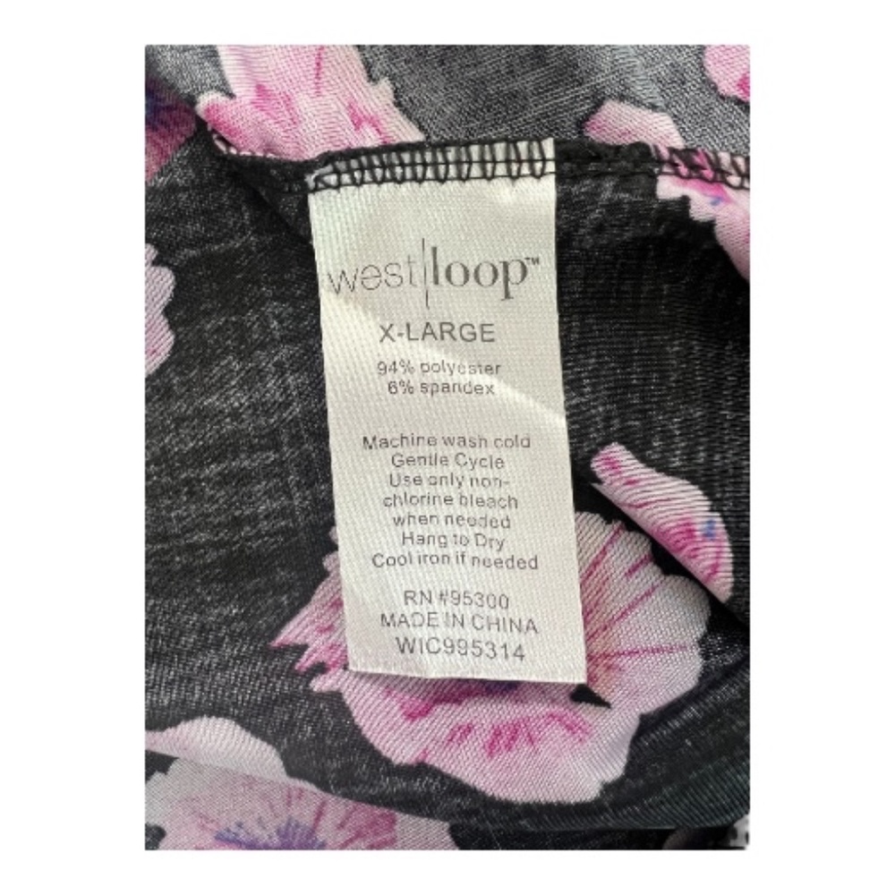 π EUC WEST LOOP Black Off-Shoulder Floral Bell Sleeve Dress | Size XL - Picture 6 of 6